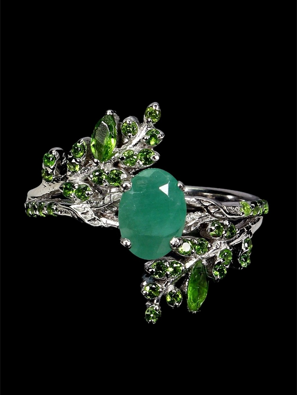 Genuine Emerald & Russian Chrome Diopside Ring
See Video